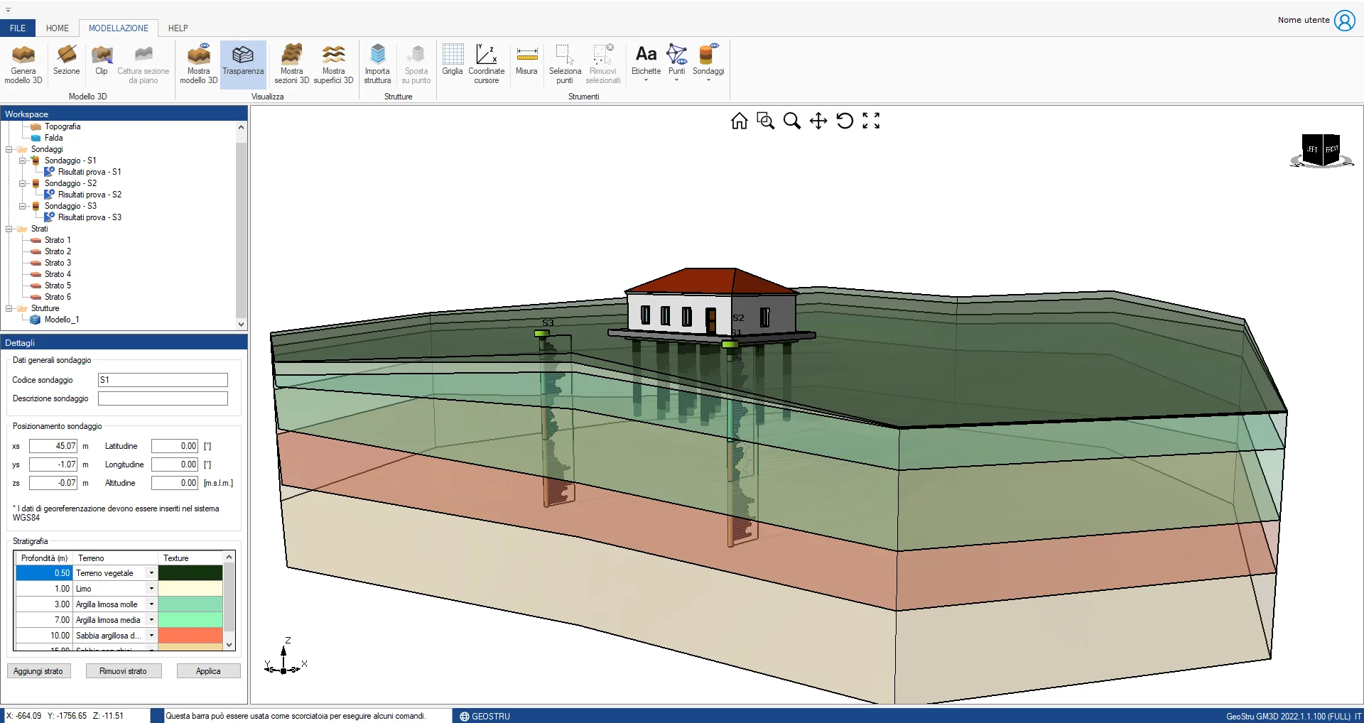 gm3d casa sezioni geotecniche BIM