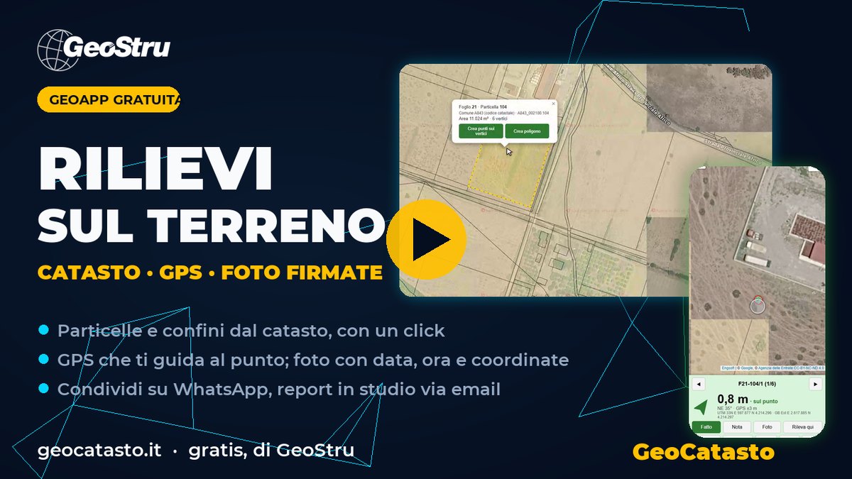 GeoCatasto: rilievi sul terreno con catasto, GPS e foto firmate